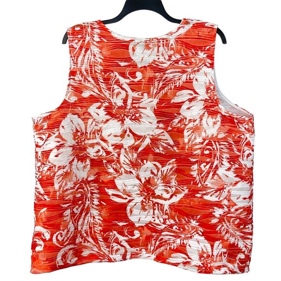 CJ Banks 3X-Large Top Floral Sleeveless Stretch Scoop Neck Textured Semi-Sheer - Picture 2 of 6